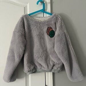 Bobo Choses “Happy Sad” faux fur Sweater 10/11